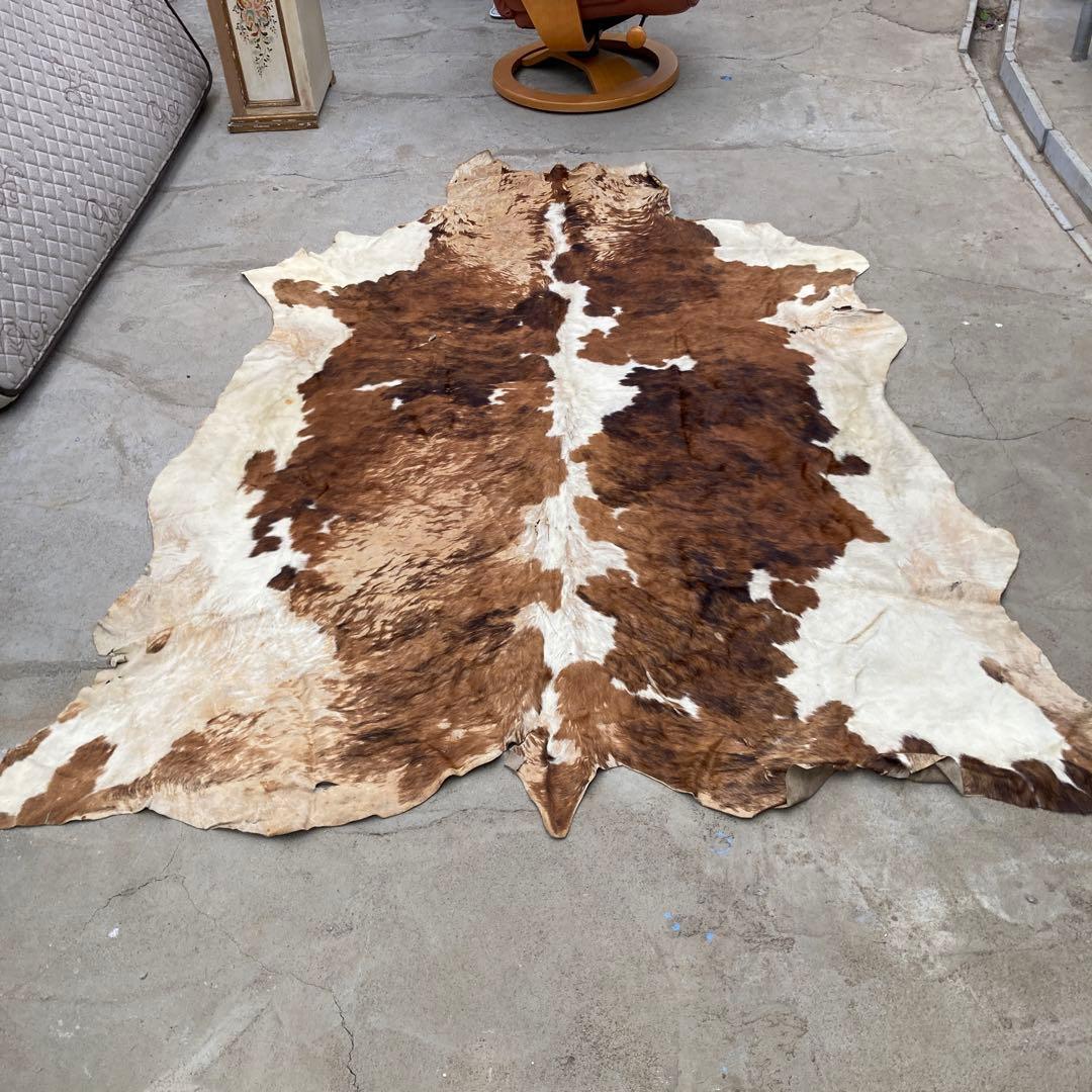コ*中様 一頭分 牛革 本革 毛皮ラグ ハラコ カウラグ 約230×170cm カウラグ 敷物 毛皮インテリアラグ マット ハラコ 牛革 革 レザー No.002