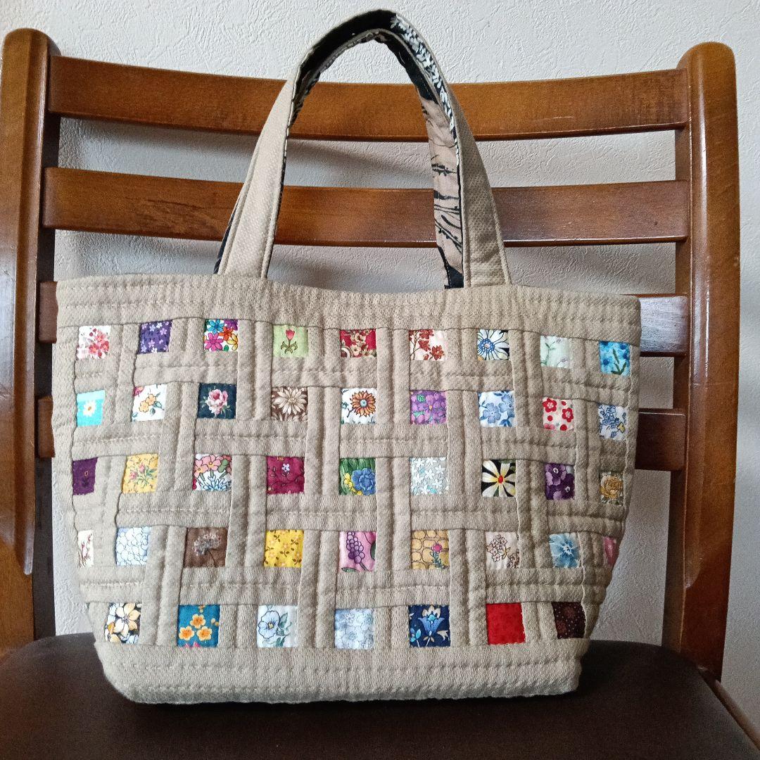 パッチワークキルトトートバッグ ハンドメイド - メルカリ