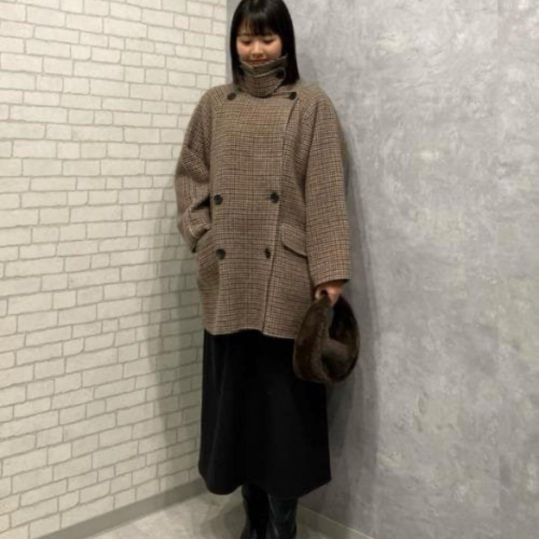 ミラオーウェン Mila Owen 衿ストラップハーフ丈リバーPコート ウール