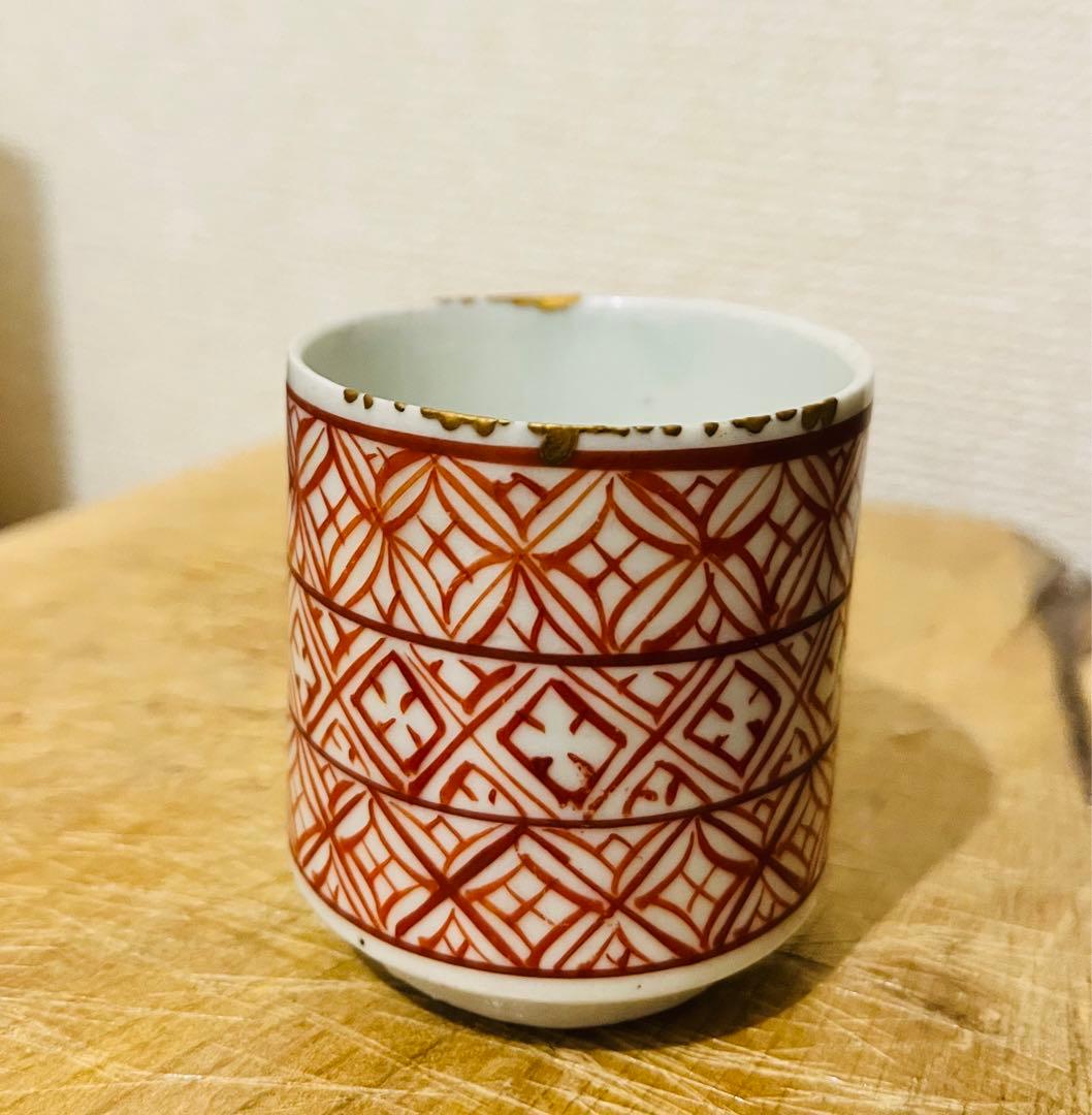 古伊万里 赤絵覗き猪口 江戸