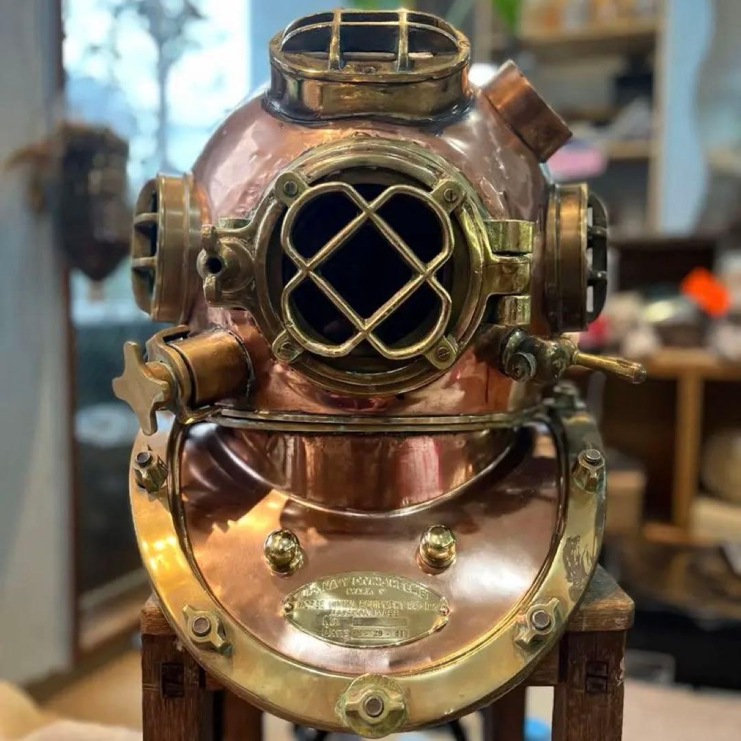 潜水 ヘルメット アンティーク 置物 US NAVY DIVING HELMET - メルカリ