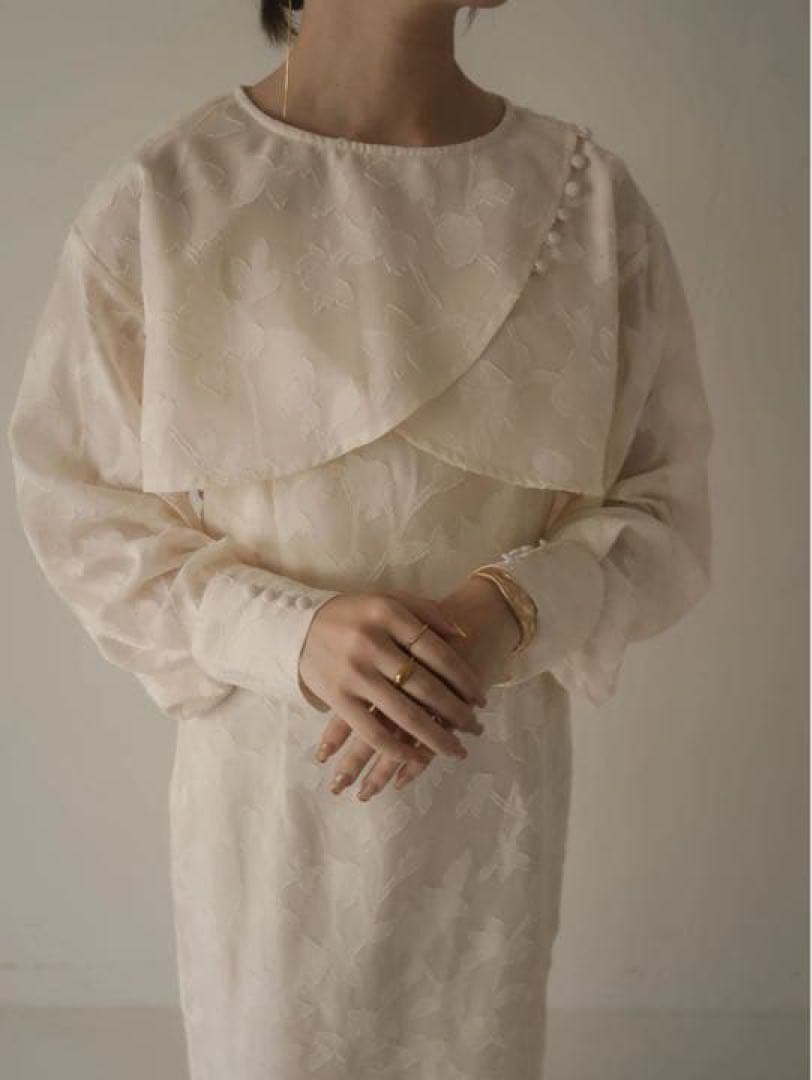 トップス Eaphi leaf jacquard sheer dress ivory Savoy Sheer Sleeve Mini Dress | Tadashi Shoji