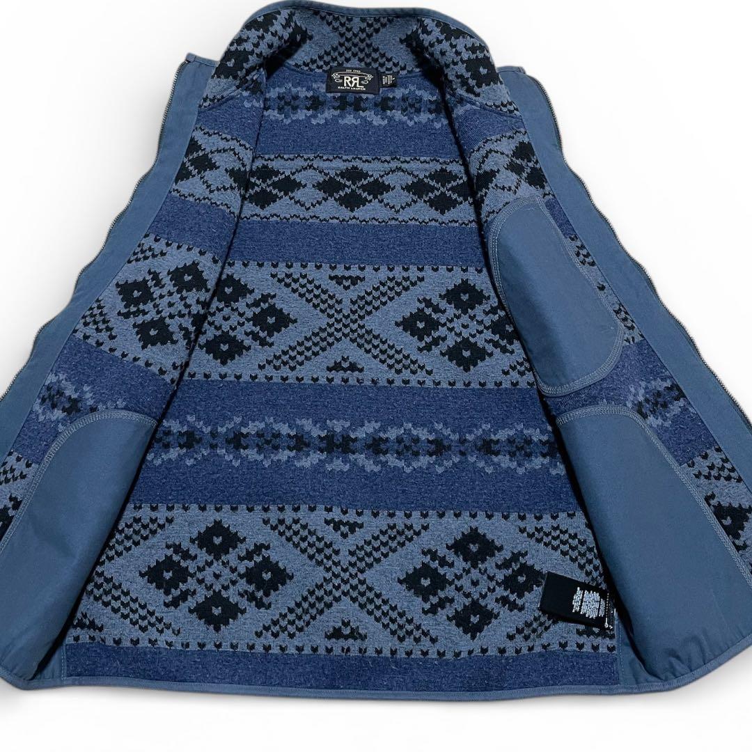 RRL フリースベスト M ネイティブ柄 ブルー ラルフローレン ポーラ