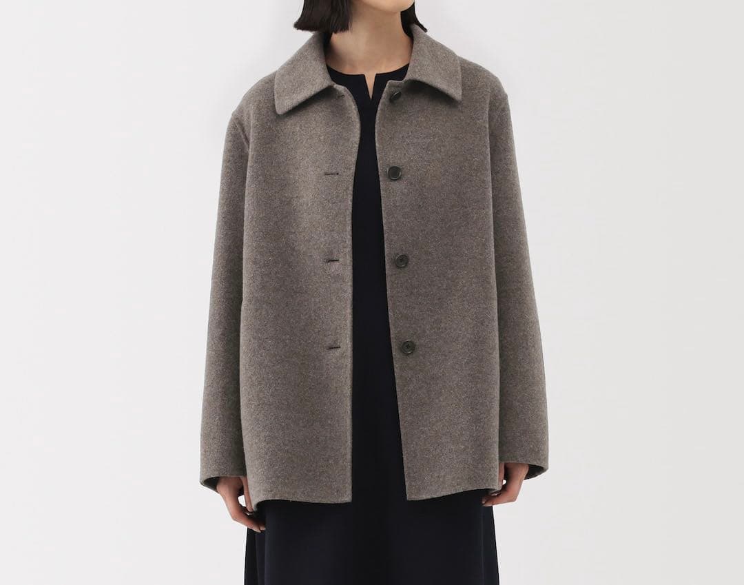 無印良品 婦人 ウール混 ダブルフェイスショートコート ダークモカ