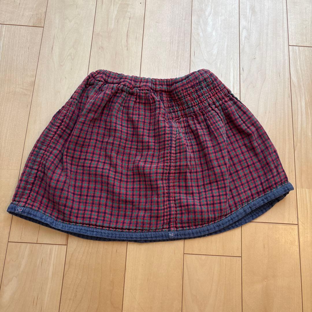 familiar チェック リバーシブル スカート 120 赤 - メルカリ