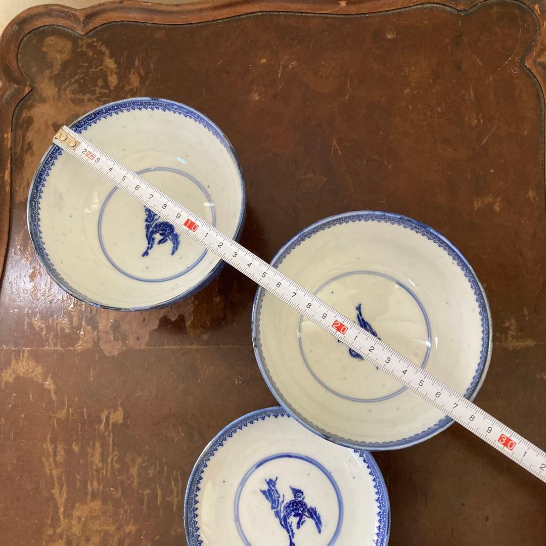 微塵唐草 二器セット 骨董 明治時代