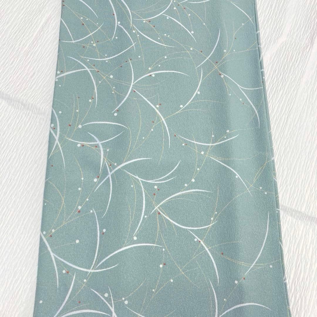 美品✨】東レシルック 洗える着物 小紋 緑みのグレー 葉と実 袷 F1