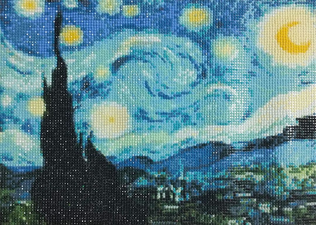 値下げ…ダイヤモンドアート完成品 ゴッホ星月夜 - メルカリ
