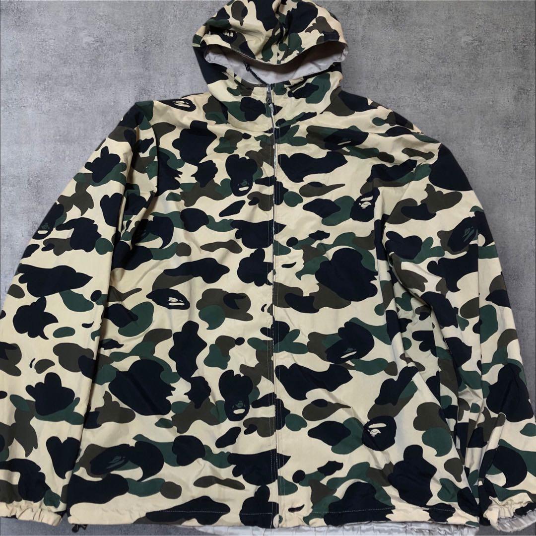 A BATHING APE カモ柄 ナイロンジャケット ジップパーカー　Lサイズ A BATHING APE（アベイシングエイプ） パーカー 1ST CAMO BAPE LOGO