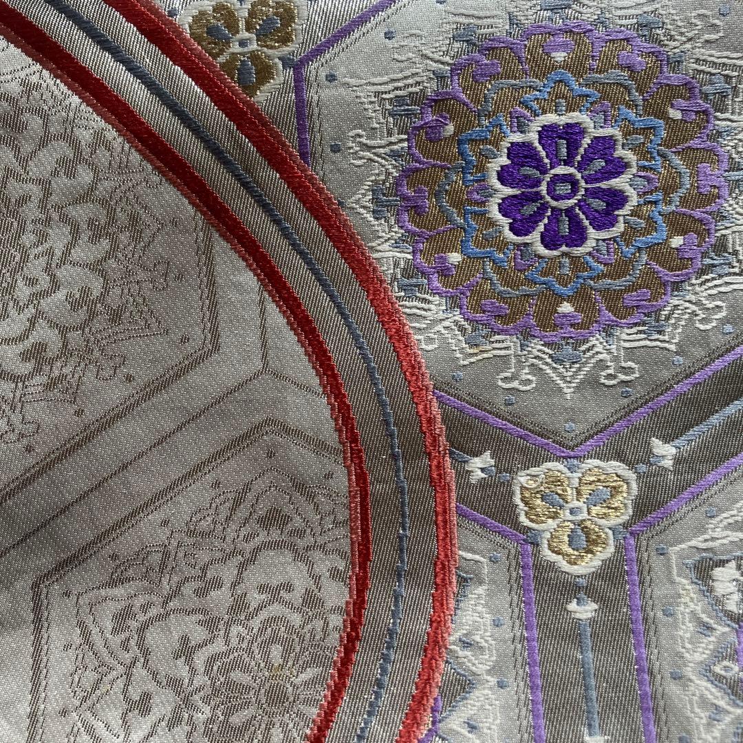 シルバー 幾何学模様 袋帯 - メルカリ