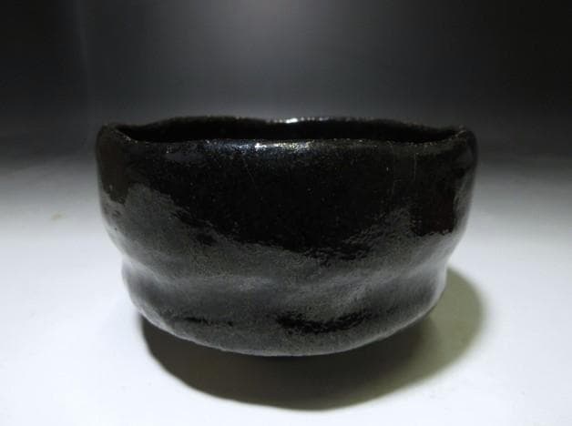 初代 小川長楽 黒茶碗／裏千家十四世 淡々斎 書付・花押在り／共箱 共