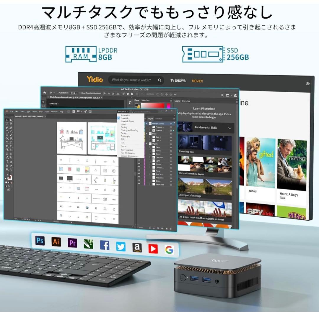 値下ミニpc 3.60GHz N97 Windows11Pro 8GB256GB