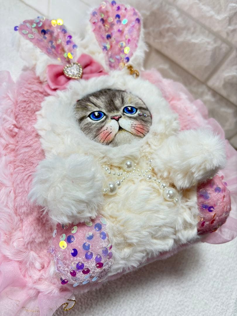 そ*2様 コヤンイサムチョン ハンドメイド ファーフリルバッグ ピンク