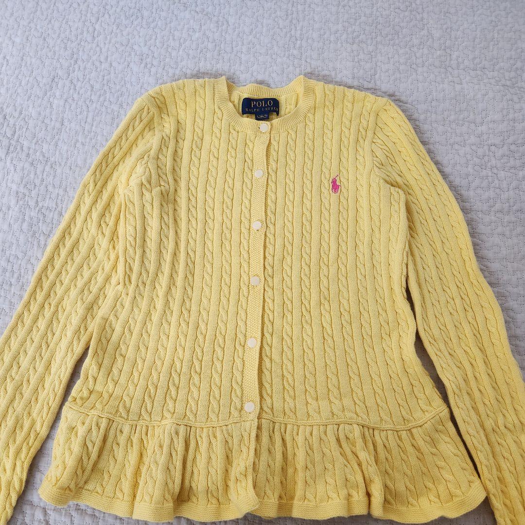 美品◎ラルフローレン ペプラムカーディガン ケーブル編み ニット