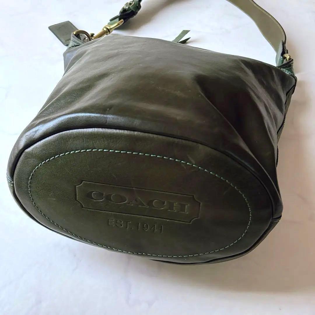 オールドコーチ グリーンレザー ブリーカー ダッフル バケツ型