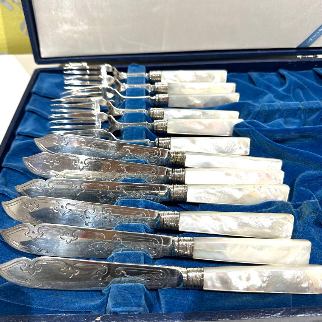 白蝶貝/マザーオブパール Sheffield Plateナイフフォーク12本 - メルカリ