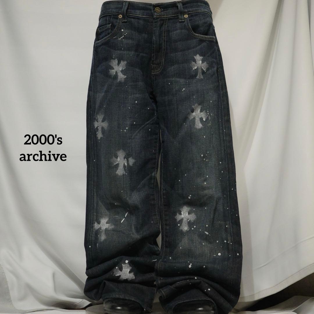 パンツ 2000's archive paint grunge denim pants 2000's archive grunge denim pants y2k - メルカリ