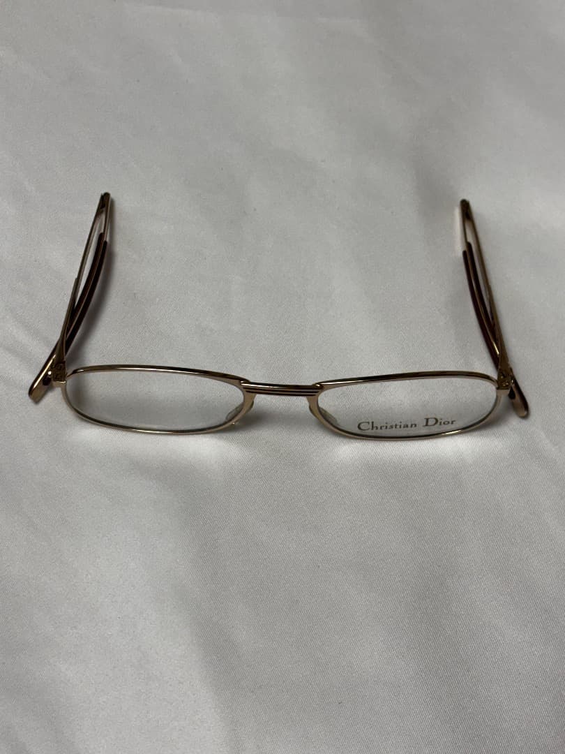 Christian Dior Vintage メガネ ゴールド メガネケース付き Christian