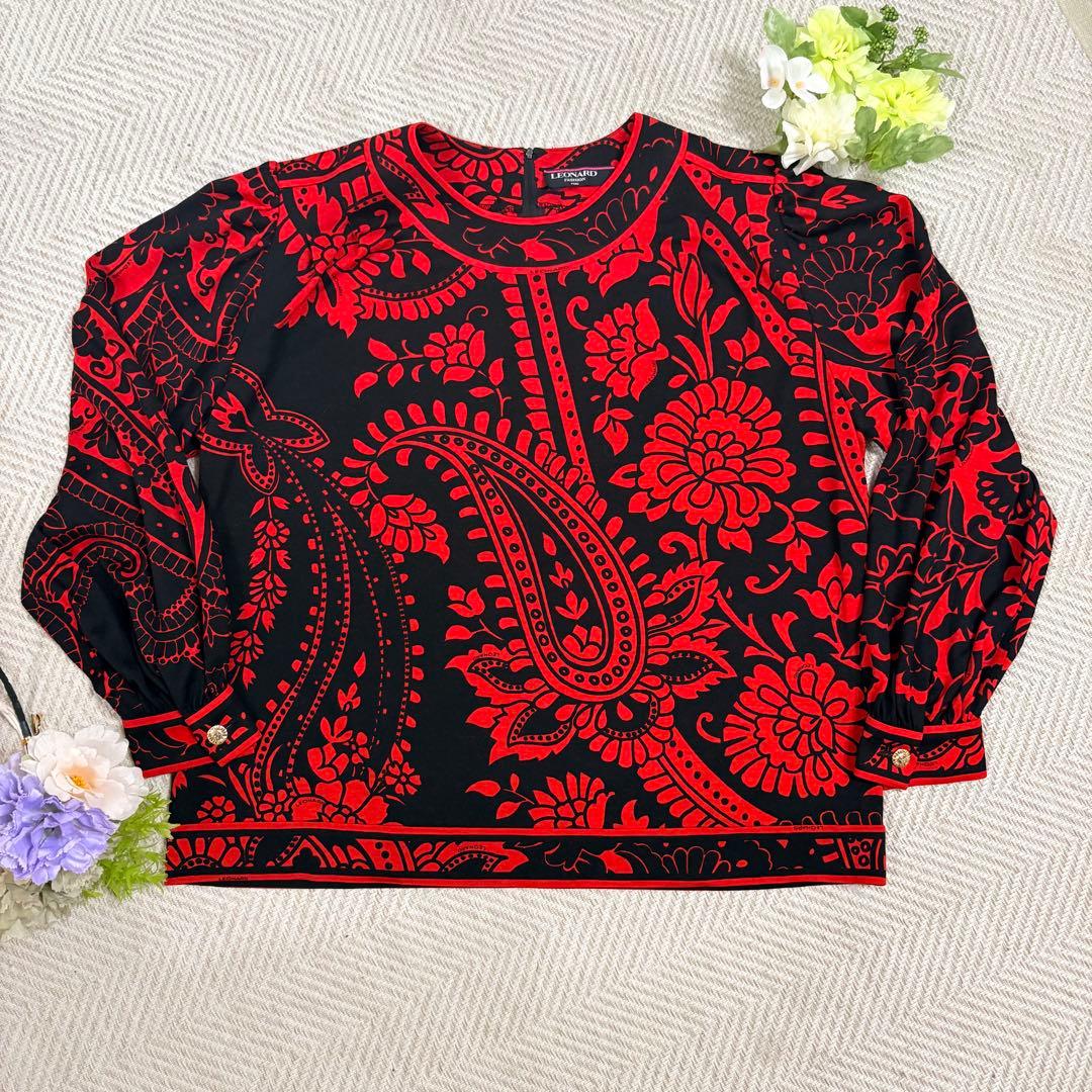 美品✨レオナール❤️シルク ウール カットソー 袖ブラウス 袖口金