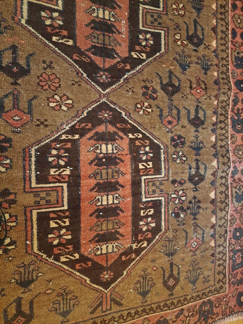 手織り絨毯 トライバルラグ ヴィンテージラグ ウール カーペット 水差し