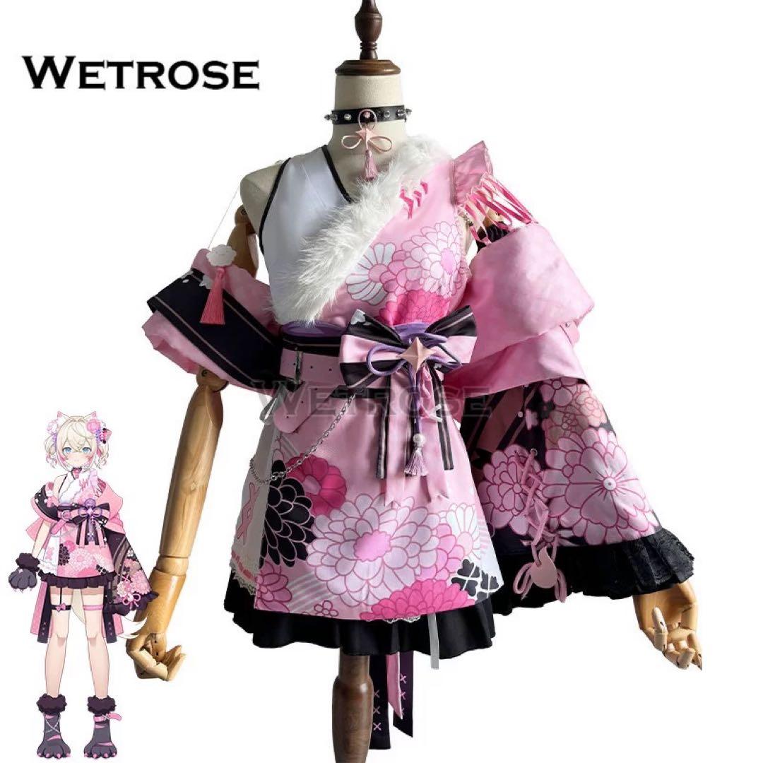 Vtuber FUWAWA MOCOCO和服コスプレ衣装 耳尻尾付き ホロライブ - メルカリ