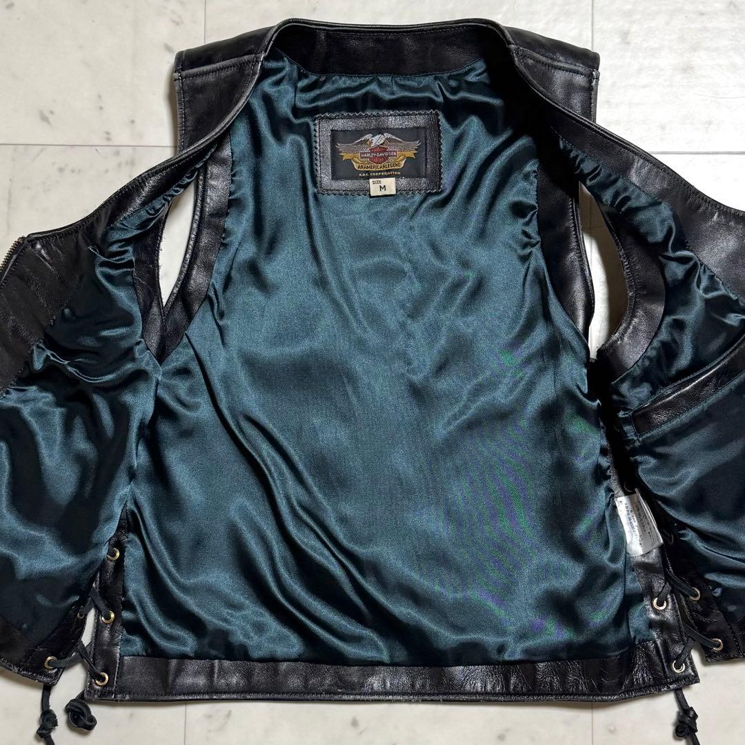 ハーレーダビットソン サイドレースアップレザーベスト ファイヤー