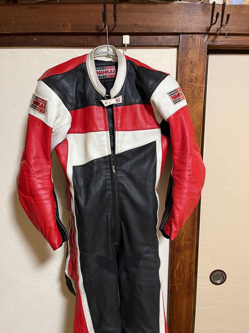 NANKAI レザー ツナギ 赤黒白 - メルカリ