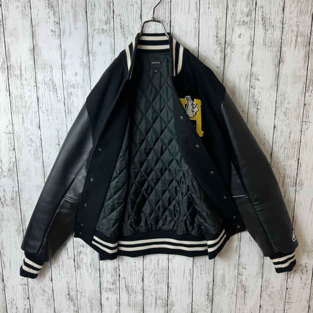 希少】FR2 HUF パイルロゴ スタジャン L 袖レザー ワールドワイド