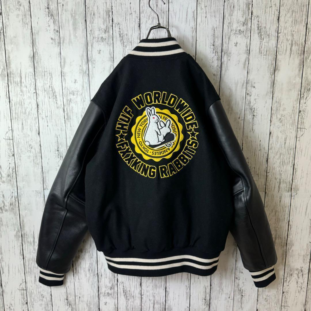 希少】FR2 HUF パイルロゴ スタジャン L 袖レザー ワールドワイド