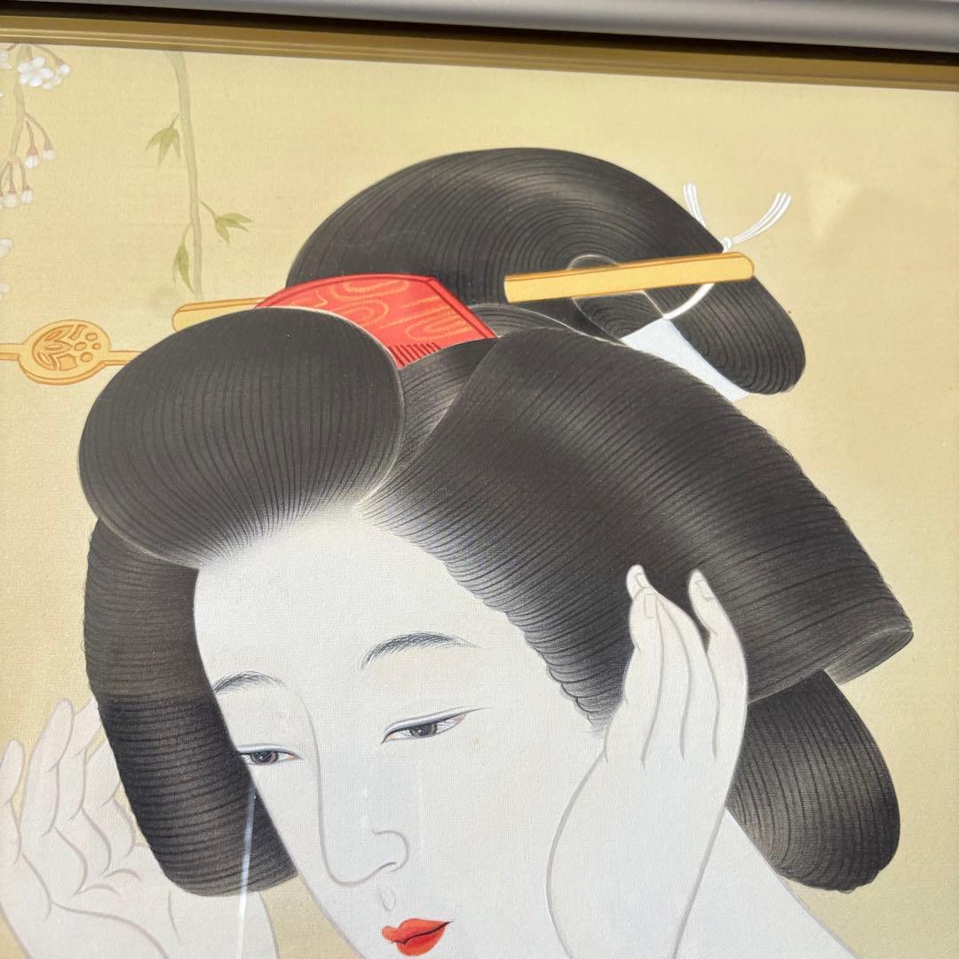 堀江浮水 (堀江豊生) 額装 美人画 真作 日本画 師/伊東深水 絵画