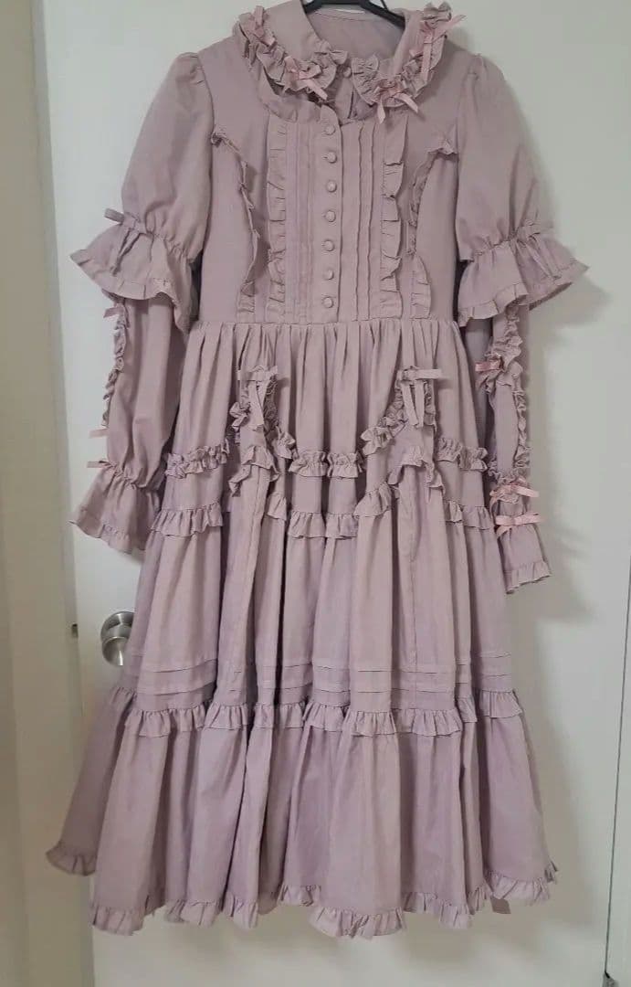 chalmiere フリルロングワンピース ピンク - メルカリ