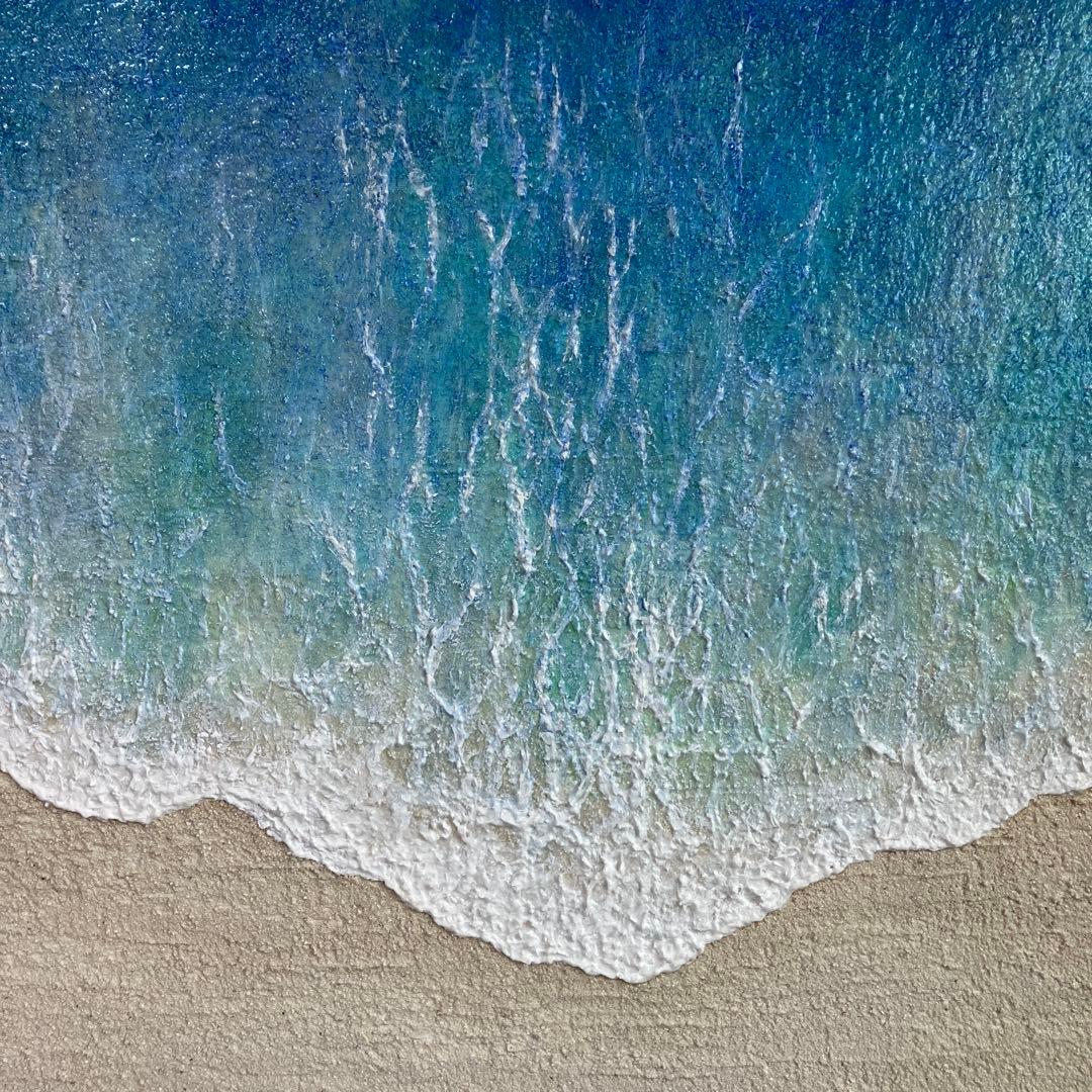 絵画 アクリル画 原画 渚 海 癒し 風景画 テクスチャーアート 一点物