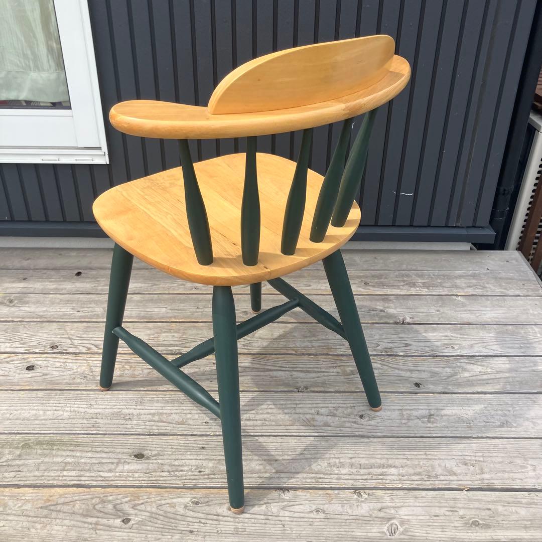 ② 北欧レトロ 無垢材 ツートン ウインザーチェア ダイニングチェア 古家具