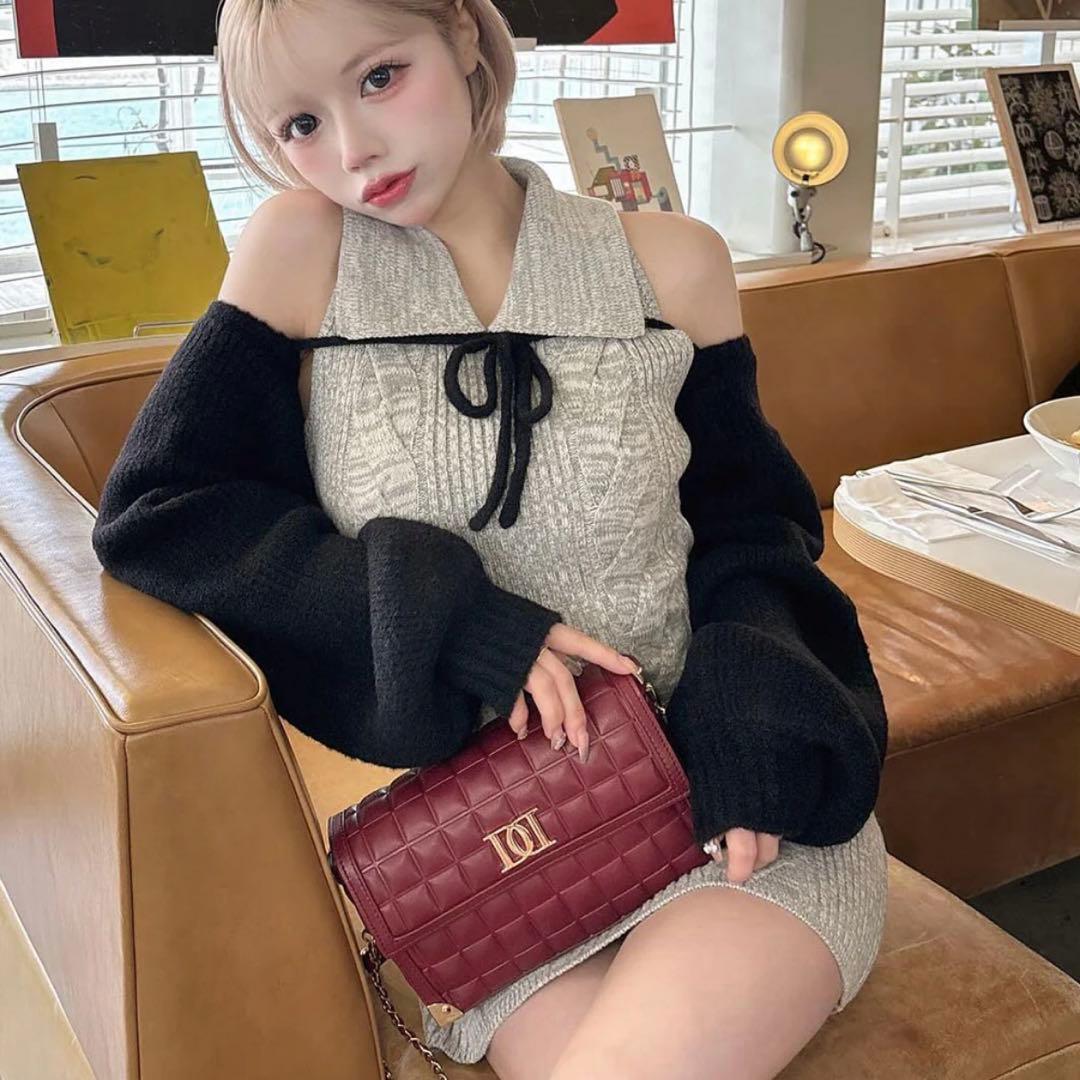 ショートボレロニットミニワンピース ダーリッチ darich グレーの通販