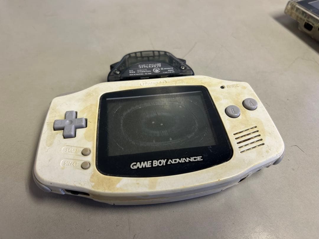 ジャンク】ゲームボーイアドバンス 本体 ワイヤレスアダプタ付き／画面
