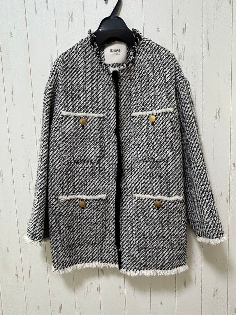 GIOLICAツイードBIGジャケットカラー ブラック A - メルカリ