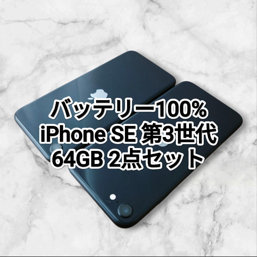バッテリー100% iPhone SE 第3世代 64GB 2点セット - メルカリ