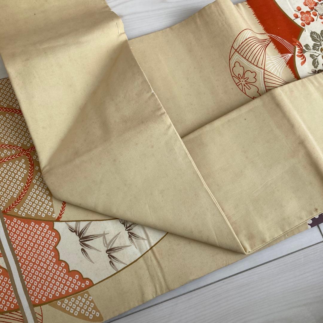 アンティーク名古屋帯 刺繍 しつけ糸付 大正ロマン 正絹 金駒刺繍 N66