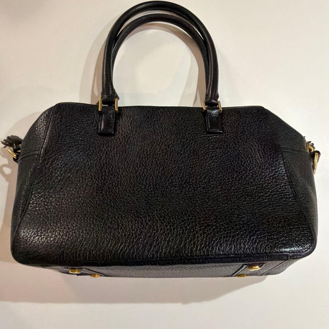 ロ*ェ様 アニヤハインドマーチ ブラックレザー ハンドバッグ カーカー