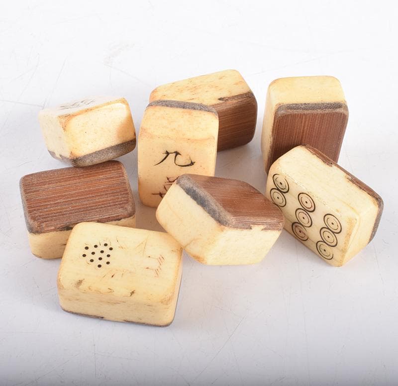 中国 竹嵌 骨牌 背竹牌 麻雀牌 木箱付 D 8693 - メルカリ