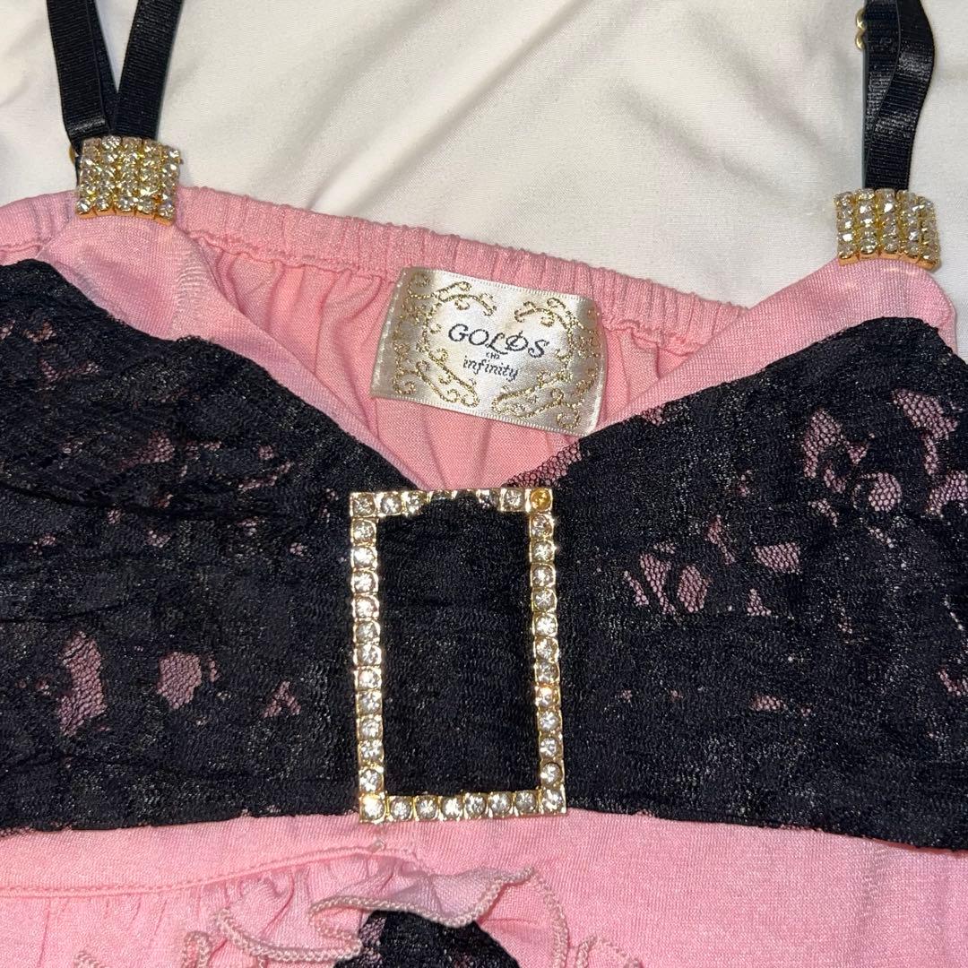 GOLDS∞infinity 黒 ピンク キャミソール