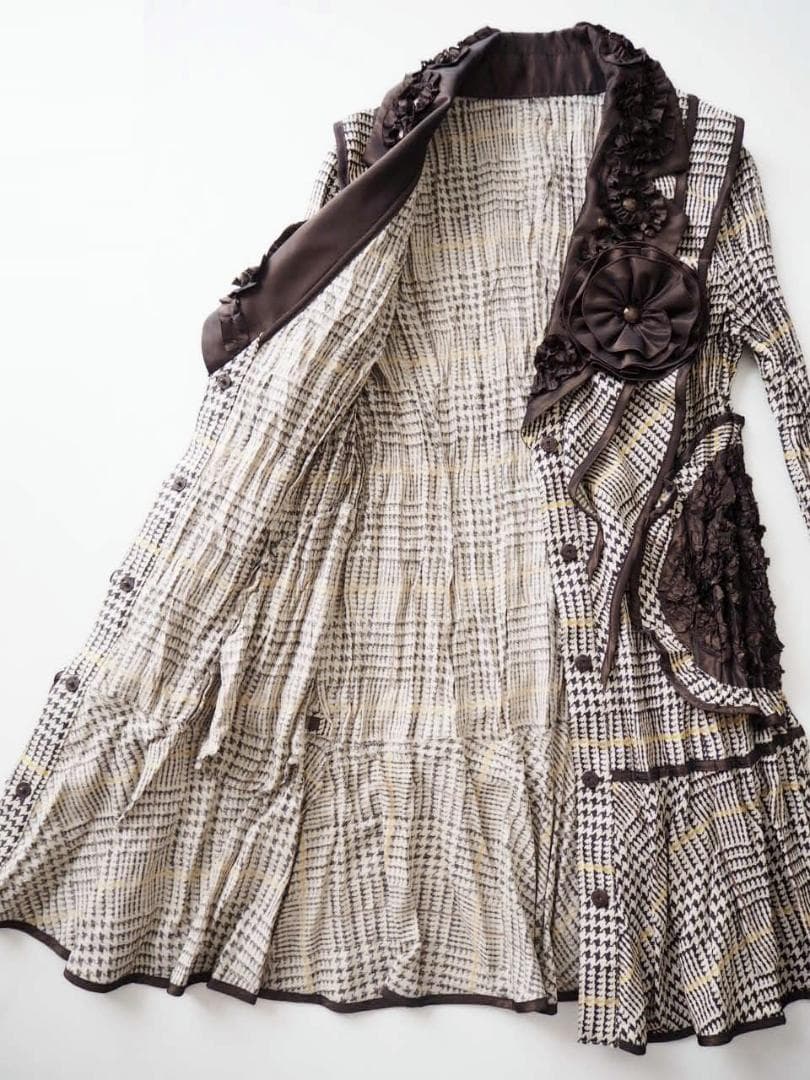 NOKO OHNO ノコオーノ フラワー プリーツ ジャケット チェック柄 40