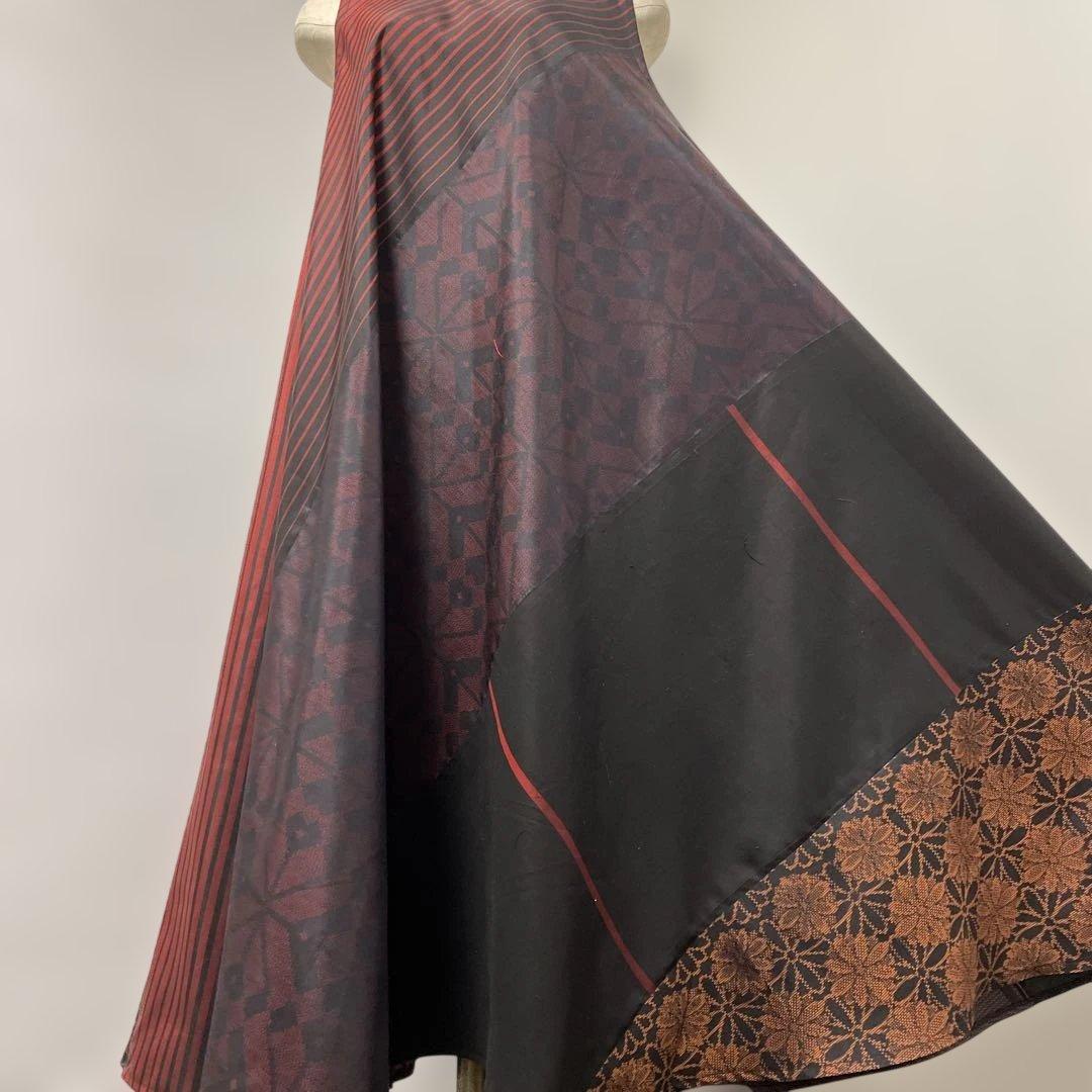 着物ワンピーステントラインロング丈《4》大島紬や紬等(7マルキ含)M〜L