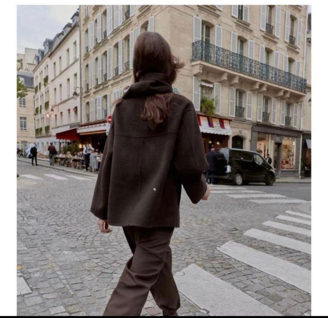 正規品] ZARA ザラ ウールショートスカーフコート M ブラウン - メルカリ