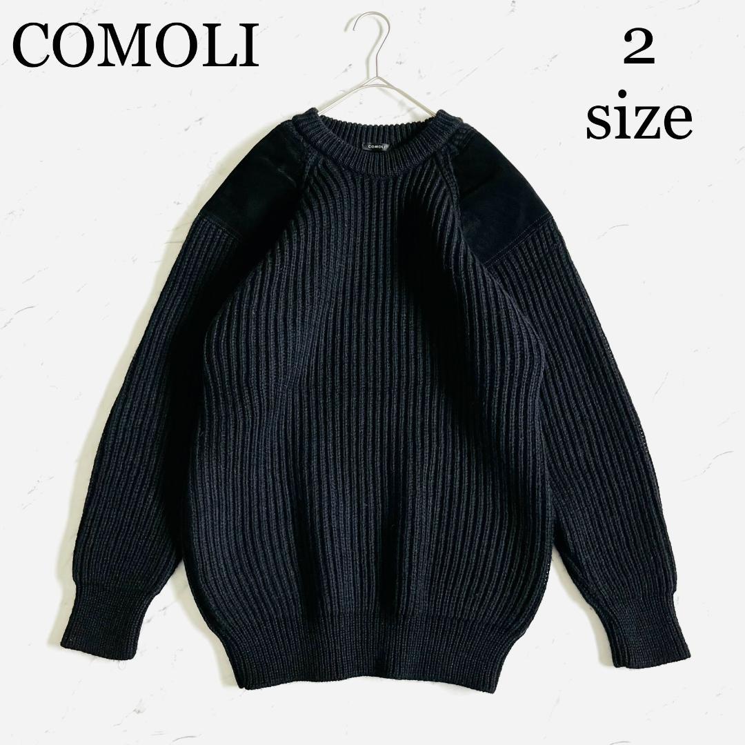 美品】COMOLI BLACK SHEEP別注 ガンパッチニット 黒 M - メルカリ