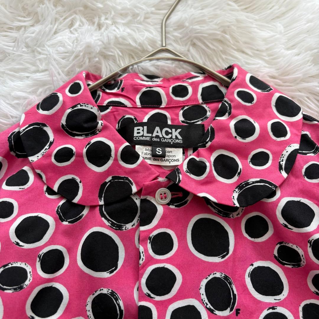 ブラックコムデギャルソン 水玉 ドットシャツ ピンク AD2022 S 丸襟