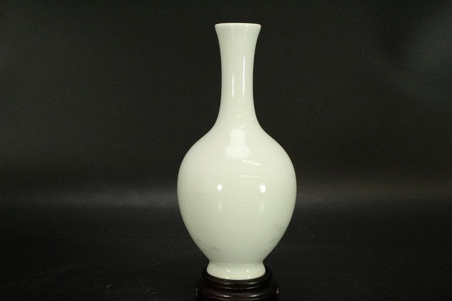 中国美術 台湾 暁芳窯 蔡暁窯 釉裏紅 青花 唐子紋 瓶 台付(A967