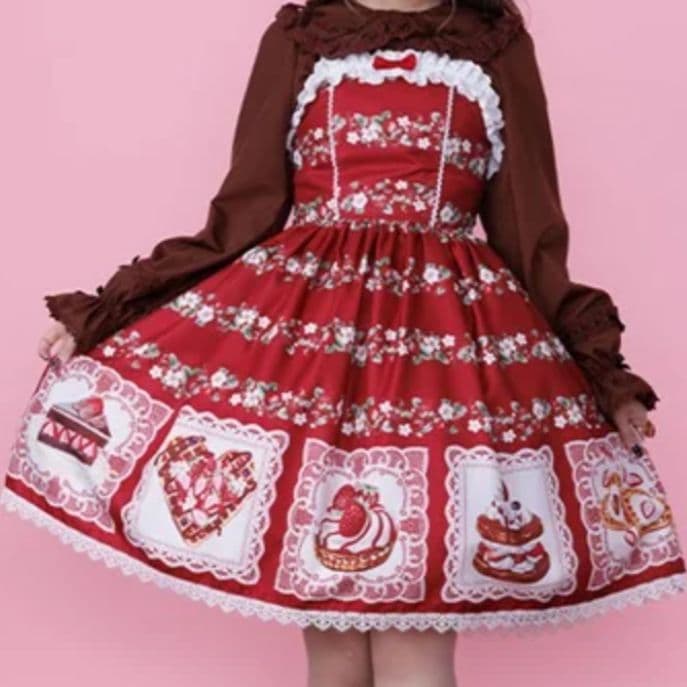 Chalmiere ベイクドベリージャンパースカート 赤 いちご 苺 - メルカリ