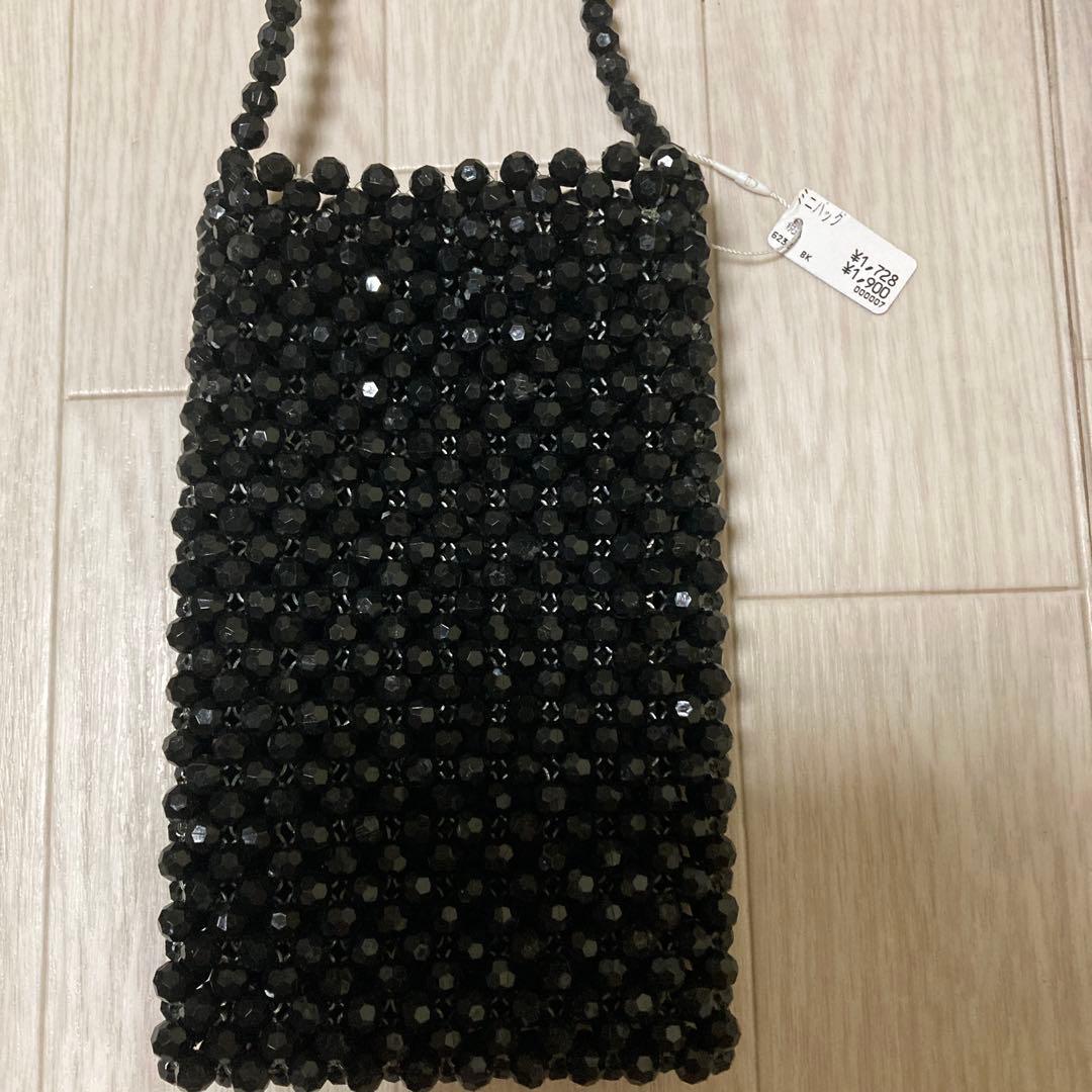 ビーズ編み ブラック ショルダーバッグ - メルカリ