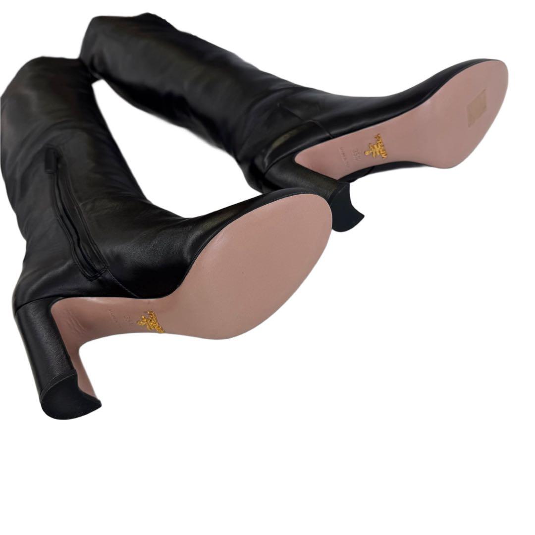 PRADA レザーロングブーツ ブラック 35 1/2 ブラック 箱付き 美品